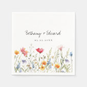 Watercolor Wilde Bloemen Bruiloft Servet (Voorkant)