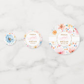 Watercolor Wilde Bloemen Couples Foto en Hond Tafe Confetti (Voorkanten)