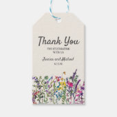 Watercolor Wilde Bloemen Crème Huwelijk Cadeaulabel (Voorkant)