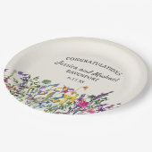 Watercolor Wilde Bloemen Crème Huwelijk Papieren Bordje (Gekanteld)