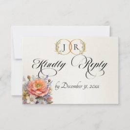 Watercolor Wilde Bloemen - Crème RSVP Kaartje