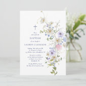 Watercolor Wilde Bloemen Doop Uitnodiging (Staand voorkant)