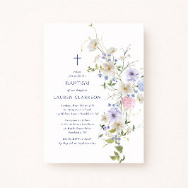 Watercolor Wilde Bloemen Doop Uitnodiging