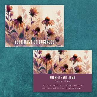 Watercolor Wilde Bloemen | Echinacea Coneflowers Visitekaartje