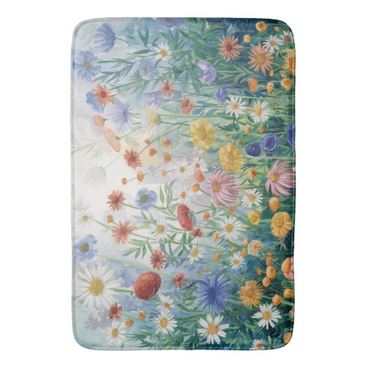 Watercolor Wilde Bloemen, Elegant, Kleurrijk Badmat (Voorkant Verticaal)
