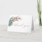 Watercolor Wilde Bloemen en Blauwe Bes Rustiek Bedankkaart (Voorkant)