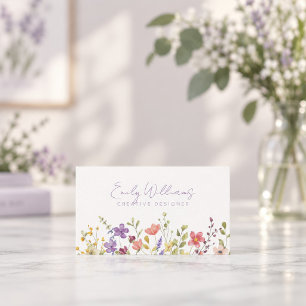 Watercolor Wilde Bloemen Florale Visitekaart Visitekaartje