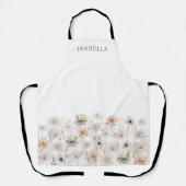Watercolor Wilde Bloemen Gepersonaliseerde Naam Schort (Voorkant)
