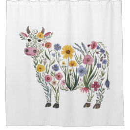 Watercolor Wilde Bloemen in de Vorm van een Cute K Douchegordijn