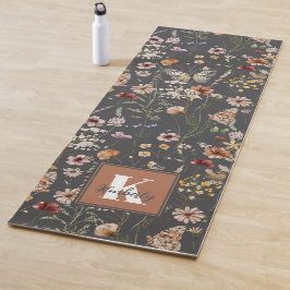 Watercolor Wilde Bloemen Initiaal Naam Yogamat