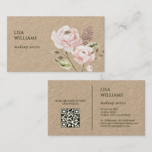 Watercolor Wilde Bloemen Kraft Visitekaartje