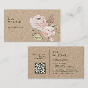 Watercolor Wilde Bloemen Kraft Visitekaartje