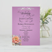 Watercolor Wilde Bloemen - Lavendel Bruiloft Programmakaart (Staand voorkant)
