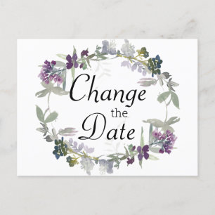 Watercolor Wilde Bloemen Lavendel Wijzig de Datum Briefkaart