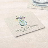 Watercolor Wilde Bloemen Linnen Boho Bruiloftsfees Kartonnen Onderzetters (Schuin)