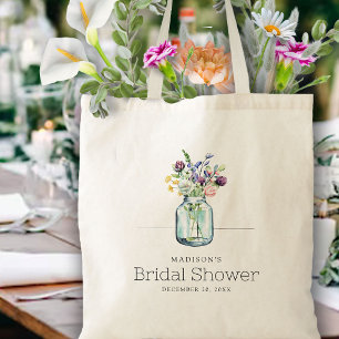 Watercolor Wilde Bloemen Linnen Boho Bruiloftsfees Tote Bag