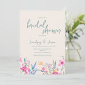 Watercolor Wilde Bloemen Mix Script Bruiloft Kaart (Staand voorkant)