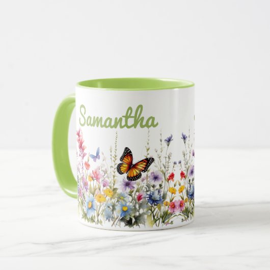 Watercolor Wilde Bloemen Mok (Voorkant links)