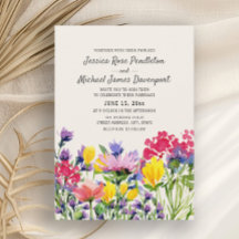 Watercolor Wilde Bloemen Paars Geel Rood Trouwen