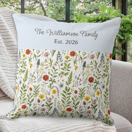 Watercolor Wilde Bloemen Patroon Gepersonaliseerd Kussen