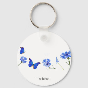 Watercolor Wilde Bloemen Persoonlijke Script Naam Sleutelhanger