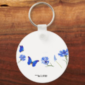 Watercolor Wilde Bloemen Persoonlijke Script Naam Sleutelhanger (Achterkant)