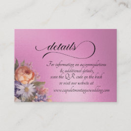 Watercolor Wilde Bloemen, QR Code - Roze Informatiekaartje