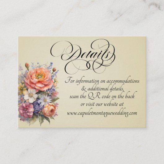 Watercolor Wilde Bloemen, QR Code - Tarwe Informatiekaartje (Voorkant)