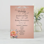 Watercolor Wilde Bloemen - Roze Gouden Bruiloft Programmakaart (Staand voorkant)