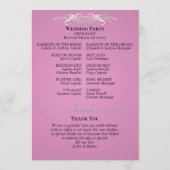 Watercolor Wilde Bloemen - Roze Roze Trouwdag Programmakaart (Achterkant)