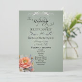 Watercolor Wilde Bloemen - Salie Bruiloft Programmakaart (Staand voorkant)