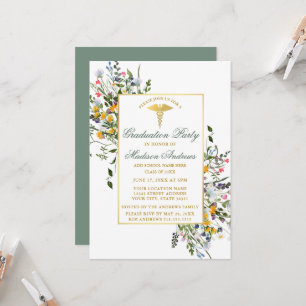 Watercolor Wilde Bloemen Salie Groene Verpleegster Kaart