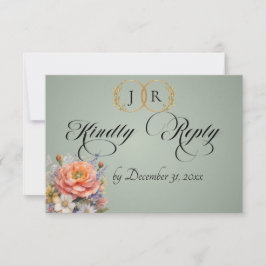 Watercolor Wilde Bloemen - Salie RSVP Kaartje