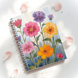 Watercolor Wilde Bloemen | Schilderij van Bloemenv Notitieboek