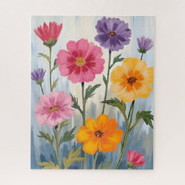 Watercolor Wilde Bloemen | Schilderij van een Bloe Legpuzzel