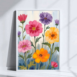 Watercolor Wilde Bloemen Schilderij van een Bloe Poster