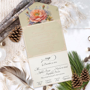 Watercolor Wilde Bloemen - Tarwe All In One Uitnodiging