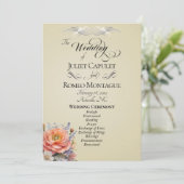 Watercolor Wilde Bloemen - Tarwe Bruiloft Programmakaart (Staand voorkant)