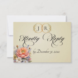 Watercolor Wilde Bloemen - Tarwe RSVP Kaartje