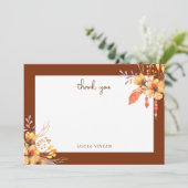 Watercolor Wilde Bloemen Terracotta Bruidsdouche Bedankkaart (Staand voorkant)