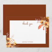 Watercolor Wilde Bloemen Terracotta Bruidsdouche Bedankkaart (Voorkant / Achterkant)