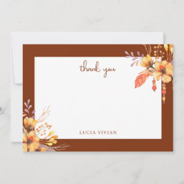 Watercolor Wilde Bloemen Terracotta Bruidsdouche Bedankkaart