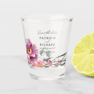 Watercolor Wilde Bloemen Trouwen Bewaar De Datum Shot Glas