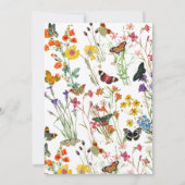 Watercolor Wilde Bloemen Vlinders Bruiloft Bloemst Save The Date (Achterkant)