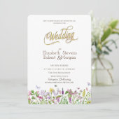 Watercolor Wilde Bloemen Vlinders Bruiloft Kaart (Staand voorkant)