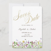 Watercolor Wilde Bloemen Vlinders Save The Date (Voorkant)