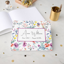 Watercolor wilde bloemen voor herdenkingsdienst gastenboek
