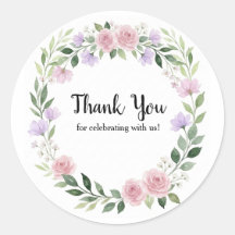 Watercolor Wilde Bloemenkrans Baby Shower Bedankt