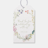 Watercolor Wilde Bloemenkrans Cadeaulabel (Voorkant)
