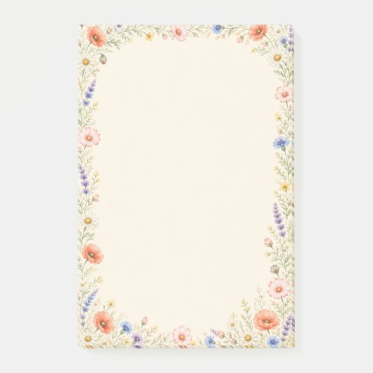 Watercolor wilde bloementuin bloem post-it® notes (Voorkant)